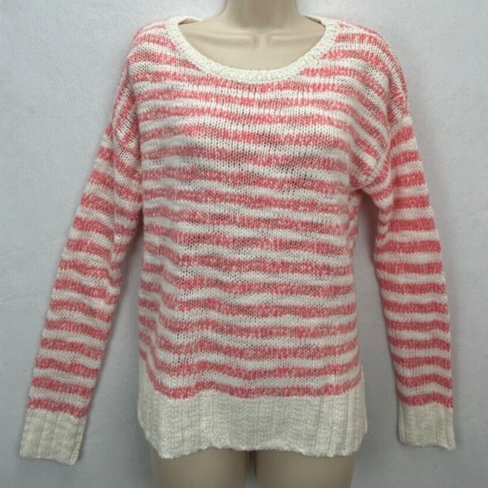 Aeropostale Pink and Cream Striped Sweater